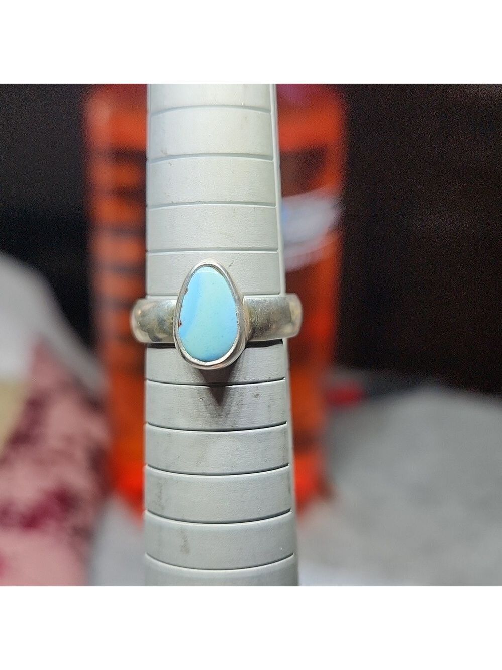Handmade golden hills turquoise sterling silver ring - Picture 3 of 5
